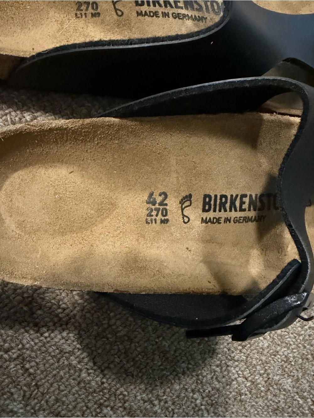 Birkenstock Ramses Black T-Strap Thong Sandals - Size 42 (US Men’s 9-9.5)